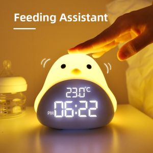 Cute Little Alarm Clock Smart Electronic Time Clock Night Light Bedside Lamp for Boys Girls Students Getting up Tool