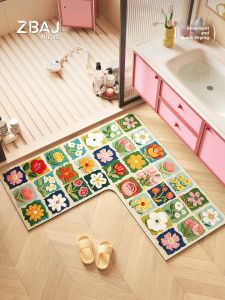 ZHIBAIJIA | Non-slip Absorbent L-shaped Bathroom Doormat
