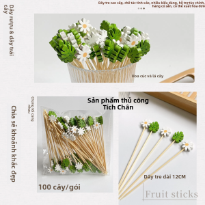 Creative Chrysanthemum Shaped Bamboo Skewers Disposable Fruit Skewers Cocktail Skewers Toothpick Decorative Skewers High Aesthetic Value
