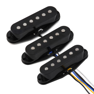 FLEOR | FLEOR Set of Flat Top Alnico 5 ST Guitar Pickups Set Single Coil Neck Middle Bridge Pickups Black Guitars