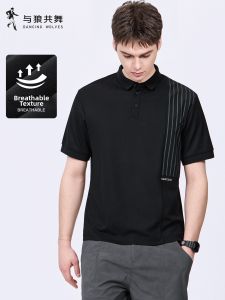 Patched Texture Mens Short Sleeve Polo
