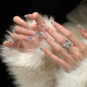 MONLEYTA | Handmade Short Nail Art Wearable False Nails New Year Design Premium Quality Medium Long Lasting Nail Stickers Manicure