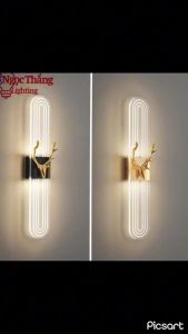 Đèn treo tường ốp tường 60cm trang trí phòng khách phòng ngủ cầu thang Led 3 màu 15W GT3054 màu đen Ngọc Thắng