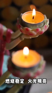 【SG Seller】100pcs Smokeless 24 hours Lotus Shape Burning Vegetable Oil Praying Butter lampu Hari Butter Candle 24小时佛教莲花酥油蜡