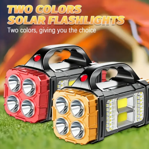 Solar Charging LED Work Light 4 Lighting Modes Portable Power Bank Function Battery Indicator Camping Emergency Rescue Gear