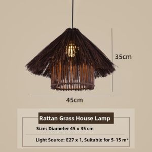 SANGEJIANGREN | Handcrafted Creative Rustic Woven Rattan Pendant Light