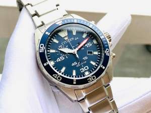 ĐỒNG HỒ NAM CHÍNH HÃNG Citizen AT2431-87L Eco Drive Blue Dial Chronograph Silver Stainless Steel For Men