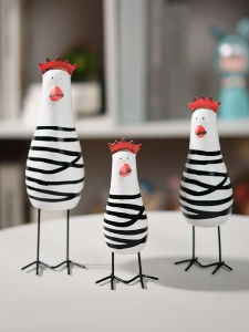 Wooden Animal Living Room Hand-Made Cat and Fish Chicken Wood Carving Home Office Shelf Decoration Birthday Gift