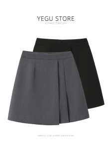 Grey Asymmetric Short Suit Skirt Womens Spring Design Sense Uneven A-Line Mini Skirt High Waist Commute Style Korean Version