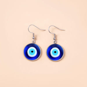 Classic Blue Eye Glass Dome Pendant Earrings For Women Turkish Amulet Jewelry Gifts