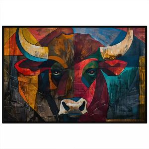 Tranh trừu tượng con trâu tranh treo tường dán tường sơn dầu trang trí phòng kháchnội thất. CGI-647