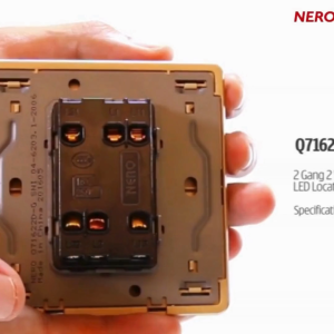 Decora Q71622D-G 16AX250V~ 2 Gang 2 Way Switch With LED Locator - Gold