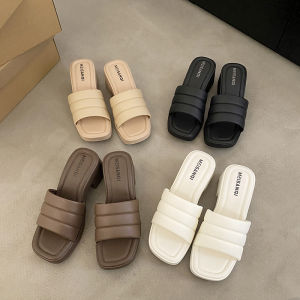 BRONSKI Best Quality Products for EWedges Heel Women Wear Summer Non-slip High Heels Thick Bottom Slippers Beach Holiday Slippers Slippers For Women Sale Korean Simple Style Sandals Women With Heels Chunky Heelsvery Outfit