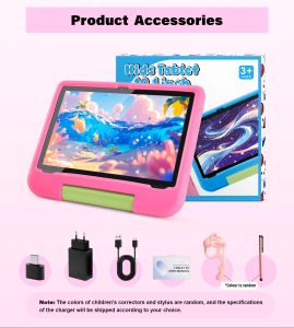 Paitanry 10.1 Inch Children Tablet Android 15 8GB RAM 64GB ROM WiFi 6 Eye Protection 5000mAh with Silicone Case for Kids Gift