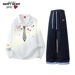 CHARLES JANGS HAPPY HEART | New Graffiti Streetwear Casual Hoodie Set