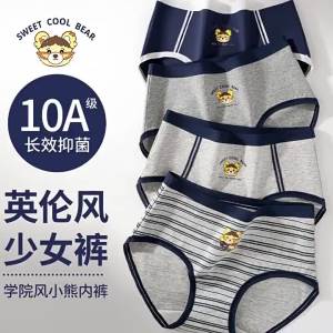 Soft Comfort Long Crotch British Style Plaid Teen Girl Triangle Underwear
