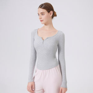 Fitness Sporty Long Sleeve V-Neck Pilates Yoga Top Womens T-Shirt Belly Slimming Running Workout Breathable Quick Dry Tee