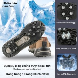 MONLEYTA | Giày lướt băng chống trượt bằng thép không gỉ cho mùa đông móc khóa ngoài trời dây đai chống trượt dụng cụ leo núi đế giày chống trượt