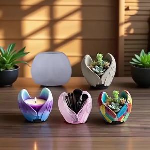 3D Wheat Leaf Vase Silicone Mold DIY Plaster Cement Flower Pot Pen Holder Storage Container Craft Ornament Mold Home Decor