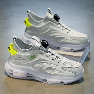 Black Samurai Mens Running Shoes Mesh Upgraded Air Cushion Sports Sneakers Rotating Buckle Heightening Dad Trendy Footwear