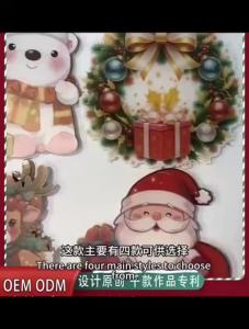 Christmas Glowing Wreath Hanger Cartoon Elk Santa Claus LED Colored Light Door Hanger Xmas Decor