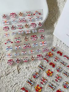 CNY Nail Stickers Chinese New Year Nail Art DIY  Decoration Sticker Fake Nails 新年美甲贴纸神气醒狮点睛浮雕立体狮子喜庆舞狮国风穿戴甲DIY手工指甲贴花饰品2025