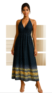 ทไวไลท์ บรีซ ฮอลเตอร์ มิดิ เดรส (Twilight Breeze Halter Midi Dress)_SecondhanD_SP089