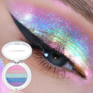 HANDAIYAN 3-Color Chameleon Pearl Shimmer Eye Shadow High-Pigment Glow Fluorescent Micro-Shimmer Eye Shadow