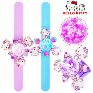 Hello Kitty KT Cat Rotating Spinning Top Sand Timer Bang Bang Ring Baby Toy Children Kindergarten Glow in the Dark Plastic Toy