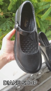 Womens Korean Style Black Shoes Round Toe Student 5CM Thick Sole Waterproof Non-Slip Rubber Work High-Quality Black Shoes 0145523