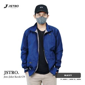 Jstro Jaket Harington Navy: Desain Retro & Bahan Katun Berkualitas