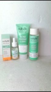 1 PAKET SKINCARE UNTUK BERJAWAT NUFACE NU GLOW ACNE PRONE CARE [ TONER+SERUM+FACIAL WASH ] BPOM