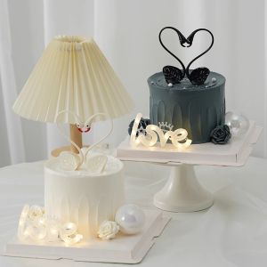 Valentines Day Cake Decoration Soft Silicone Black Swan Flamingo Pearl Love Couple Plug-In Ornament Festive Celebration Supplies