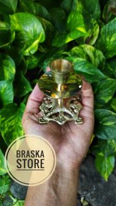 Tempat Wadah Lilin Kuningan Motif Karawang Ukir