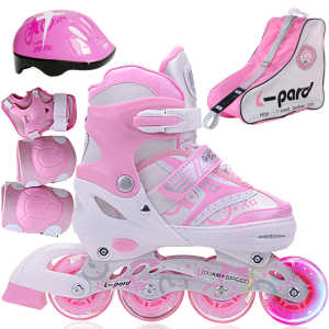 Adjustable Lpard Roller Skates for Children Ice Skating Shoes Girls Boys Beginners Inline Skates Skateboarding Shoes