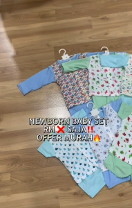 NEWBORN BABY SHIRT & PANT SET/100% COTTON PREMIUM QUALITY/BAJU BABY SET/BAJU BAYI MURAH OFFER/NEW ARRIVAL