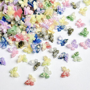 ชุดตกแต่งเล็บรูปผีเสื้อเรซิ่น 3 มิติ สีสันสดใส สไตล์หวานๆ แบบเรืองแสง 30 ชิ้น สำหรับตกแต่งเล็บ DIY