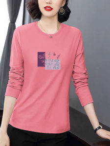 Womens Loose Long Sleeve Cotton T-Shirt Spring Autumn New Style plus Size Slimming Belly Covering Casual Wear Outerwear