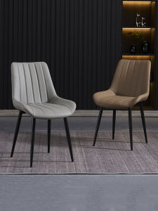 โมเดิร์น Minimalist อิตาเลี่ยนหรูหราเก้าอี้รับประทานอาหารบ้านร้านอาหารพนักพิงสตูล Nordic นุ่ม หนัง มีฟองน้ำ เก้าอี้ เรียบง่าย ดีไซน์