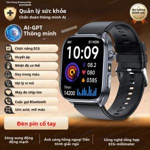 GUHUAVMI | Đồng Hồ Thông Minh Dành Cho Nam Giới Đo Axit Uric Lipid Máu Điện Tâm Đồ (ECG+PPG) Phân Tích Cơ Thể Gọi Thoại Theo Dõi Sức Khỏe Tương Thích Android Và iOS