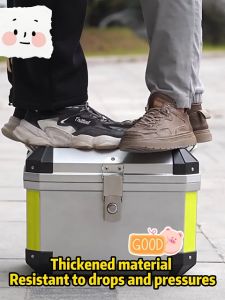 Alloy top box Motorcycle tail box Motorcycle trunk thick rear box strong and durable waterproof and reflective strip High Capacity 50L Heavy duty universal Motorbike Tail Box