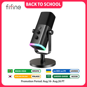FIFINE USB/XLR Dynamic Microphone with Touch Mute ButtonHeadphone jackI/O Controlsfor PC PS5/4 mixerGaming MIC Ampligame AM8