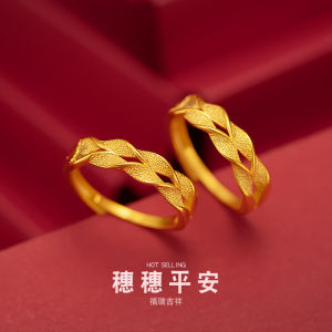 XT Jewellery Korea 24k Wheat Ring Wave Twist Ring Woman Lucky 916 Original Gold Plated