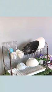 Kowa homeware KWH-S003 ชั้นวางสเตนเลสอเนกประสงค์  แบบ 2 ชั้น มีถาดรองน้ำ สามารถถอดได้ Stainless Steel 304  100 % ขนาด 50x30x40 ซม. กxยxส