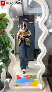 160/170 CM Full Body Mirror Whole Body Mirror with Stand Wavy Floor Mirror for Girl Living room