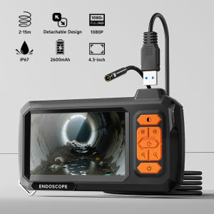 Endoscope Borescope 4.3" IPS Screen IP67 Waterproof Plumbing Camera 8MM Probe 2M-100M Single Dual Camera with Adjustable LEDs