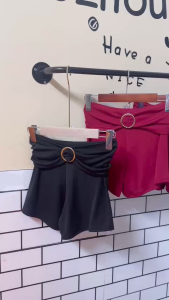 Quần Short Nữ Cạp Trễ Khóa Tròn Co Giãn 4 Chiều Tôn Dáng Form Ôm Hot Trend y1