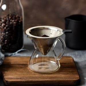 Small One-Person Glass Coffee Sharing Pot Tapered Glass Hand Made Coffee Maker American Ear-Hanging Coffee Pot with Handle