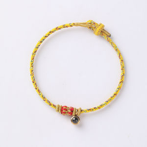 Handcrafted Nano Microcarving Projection Stone Bracelet Lucky Charm Snake Year Red Rope Woven Hand Cord Fashionable Jewelry