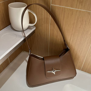 Vintage PU Leather Shoulder Bags for Women 2024 Classic Y2K Retro Purse Luxury Brand Female Handbags Daily Ladies Underarm Bag